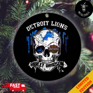 Retro Motor Harley-Davidson Cycles Detroit Lions Skull Logo NFL Christmas Tree Decorations Ornament