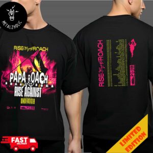 Rise Of The Roach Papa Roach And Rise Against With Special Guest Underoath 25 Years Of Infest Tour Dates 2024-2025 Two Sides T-Shirt Merchandise