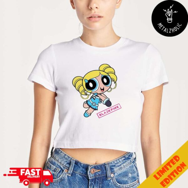 Rose Blackpink But She Is Bubbles Powerpuff Girls Cute Cartoon Version Lady’s Cropped T-Shirt