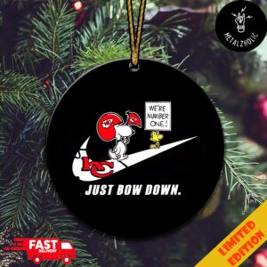 Snoopy And Woodstock Kansas City Chiefs Just Bow Down We Are Number One Christmas Tree Decorations Ornament