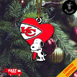 Snoopy Love Kansas City Chiefs Heart Love Christmas Tree Decorations Ornament