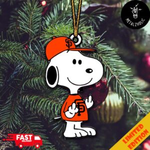 Snoopy x San Francisco Giants MLB Funny Middle Finger Christmas Tree Decorations Ornament