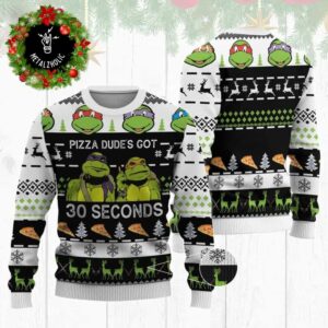 Teenage Mutant Ninja Turtles Pizza Dude’s Got 30 Seconds Funny Holiday Gift Ugly Sweater For Men And Women