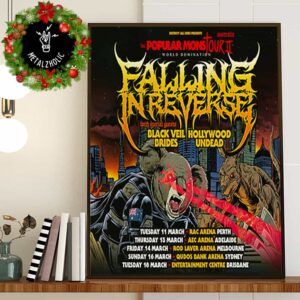 The Popular Monstour II World Domination Falling In Reverse’s With Black Veil Brides And Hollywood Undead Poster Tour Dates At Australia 2025 Poster Canvas