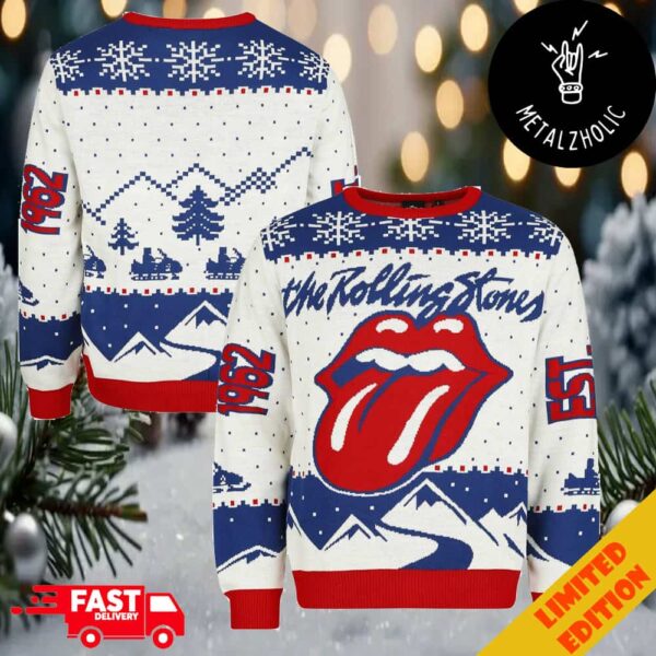 The Rolling Stones Est 1962 Christmas Jumper Lips Logo Xmas Ugly Sweater