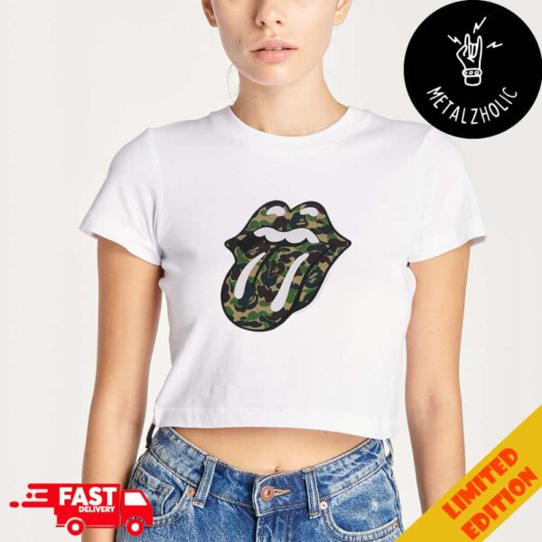 The Rolling Stones x A BATHING APE Limited Edition Logo New Merchandise 2024 Lady’s Cropped T-Shirt