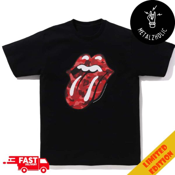 The Rolling Stones x A BATHING APE Lip And Tongue New Limited Edition 2024 T-Shirt