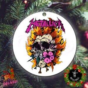 Vintage Metallica Floral Skull Thrash Metal Band Christmas Tree Decorations Ornament