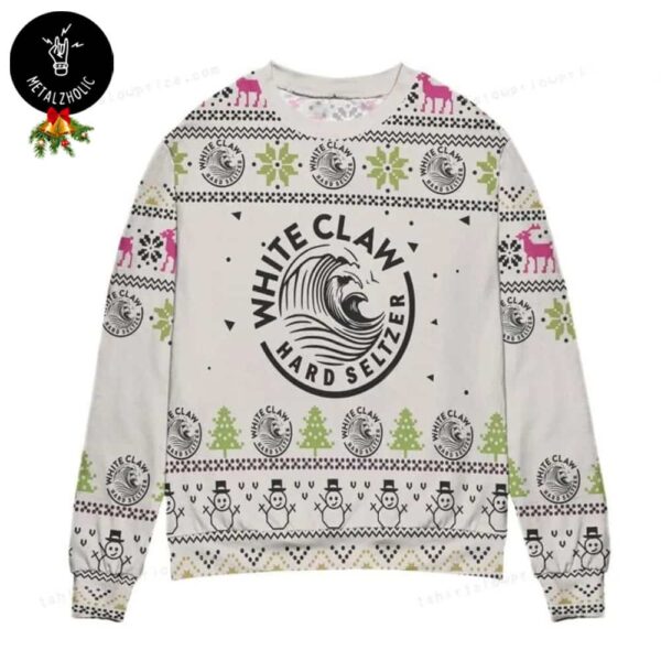 White Claw Hard Seltzer Logo Snowman Christmas Gift 2024 Ugly Sweater