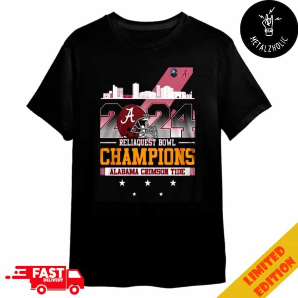 Alabama Crimson Tide 2024 Reliaquest Bowl Champions Helmet City Skyline NCAAF Bowl Games Season 2024-2025 Merchandise T-Shirt