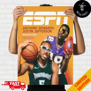 Anthony Edwards And Justin Jefferson Reimagined Version Of The Iconic Randy Moss And Kevin Garnett Photo ESPN Cover Story Of Minnesota’s Coldest Home Decor Poster Canvas