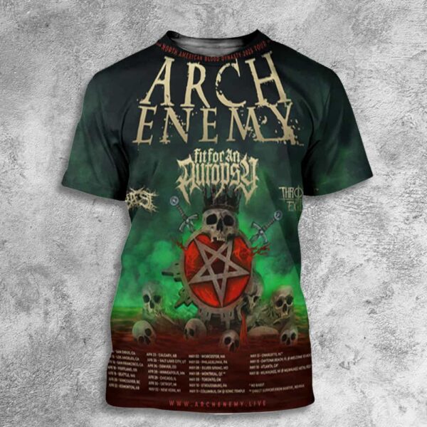 Arch Enemy North American Blood Dynasty 2025 Tour Poster Tour Dates All Over Print T-Shirt