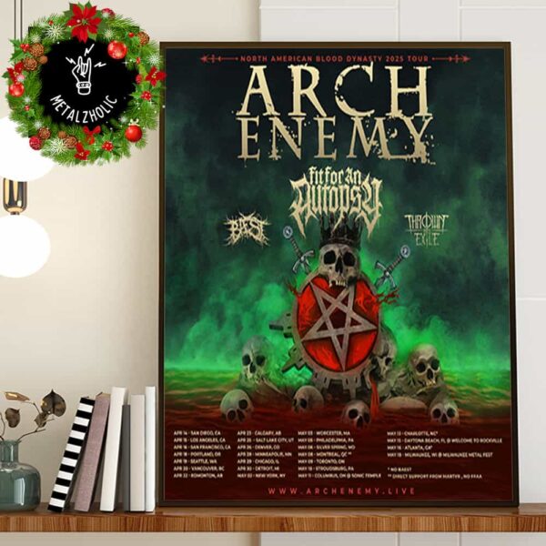 Arch Enemy North American Blood Dynasty 2025 Tour Poster Tour Dates Poster Canvas