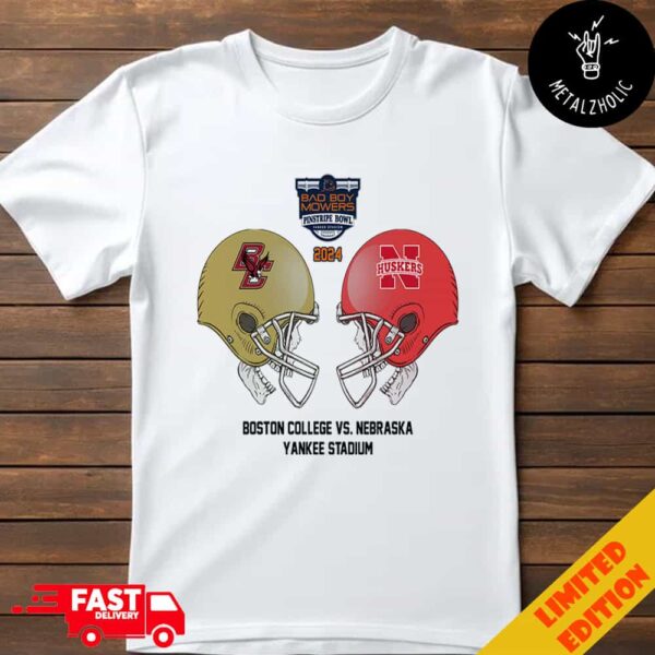 Bad Boy Mowers Pinstripe Bowl NCAA 2024-2025 Bowl Games Boston College Eagles vs Nebraska Cornhuskers At Yankee Stadium Skull Helmet Head To Head T-Shirt