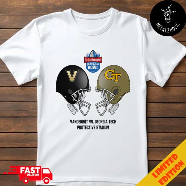 Birmingham Bowl NCAA 2024-2025 Bowl Games Vanderbilt Commodores vs Georgia Tech Yellow Jackets At Protective Stadium Skull Helmet Head To Head T-Shirt