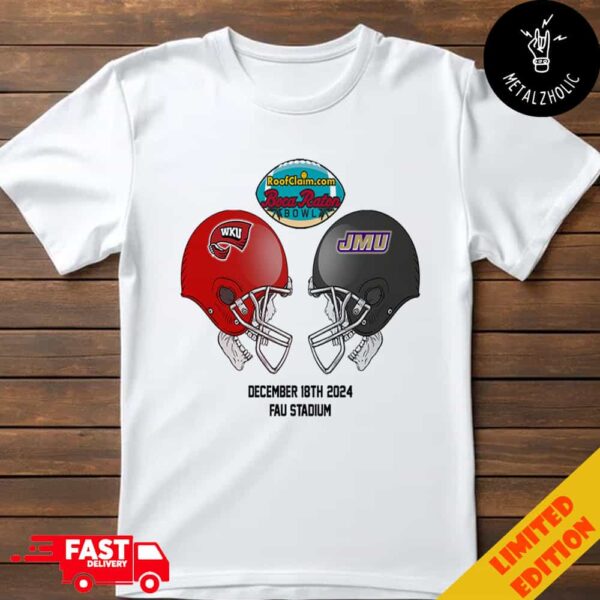 Boca Raton Bowl NCAA 2024-2025 Bowl Games Western Kentucky Hilltoppers vs James Madison Dukes At FAU Stadium Skull Helmet Head To Head T-Shirt