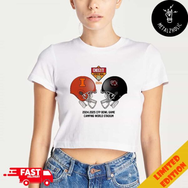 Cheez-It Citrus Bowl NCAA 2024-2025 Bowl Games South Carolina Gamecocks vs Illinois Fighting Illini At Camping World Stadium Skull Helmet Head To Head Lady’s Cropped T-Shirt