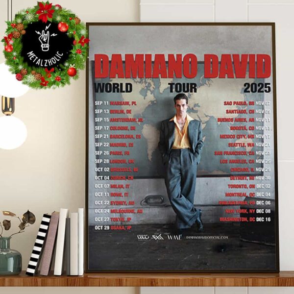 Damiano David World Tour 2025 New Performance Confirmed Poster Tour Dates Poster Canvas