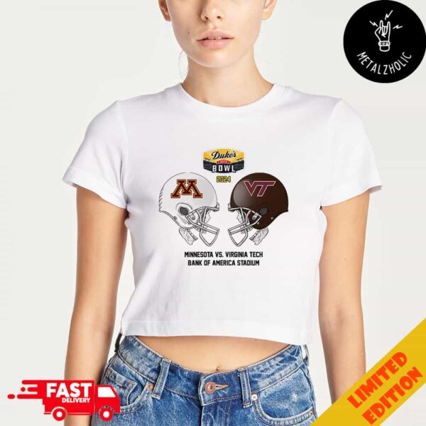 Duke’s Mayo Bowl NCAA 2024-2025 Bowl Games Minnesota Golden Gophers vs Virginia Tech Hokies At Bank Of America Stadium Skull Helmet Head To Head Lady’s Cropped T-Shirt