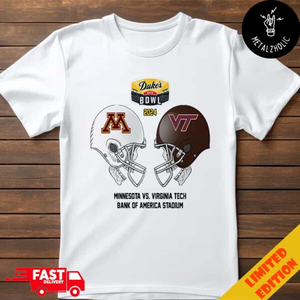 Duke’s Mayo Bowl NCAA 2024-2025 Bowl Games Minnesota Golden Gophers vs Virginia Tech Hokies At Bank Of America Stadium Skull Helmet Head To Head T-Shirt