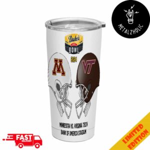 Duke’s Mayo Bowl NCAA 2024-2025 Bowl Games Minnesota Golden Gophers vs Virginia Tech Hokies At Bank Of America Stadium Skull Helmet Head To Head Tumbler-Mug-Cup With Straw