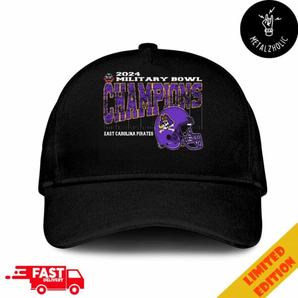 East Carolina Pirates Go Bowling Military Bowl 2024 Champions Vintage Helmet Logo NCAAF Bowl Games 2024-2025 Hat Cap