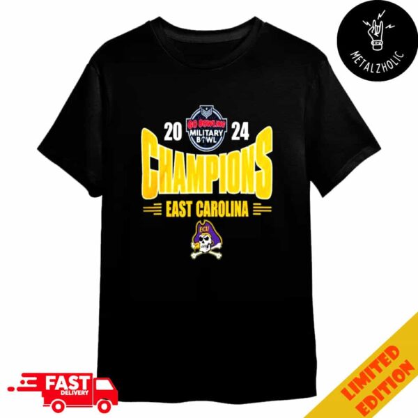 East Carolina Pirates Logo Go Bowling Military Bowl Champions 2024 Champs Tee NCAAF Bowl Games 2024-2025 Merchandise T-Shirt