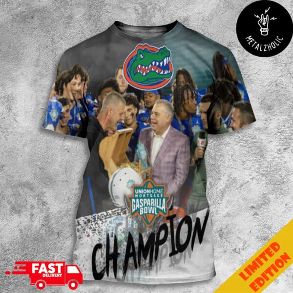 Florida Gators Football Swarms Into Tampa And Sails Home As Union Home Mortgage Gasparilla Bowl Champions NCAA Bowl Games 2024-2025 All Over Print T-Shirt