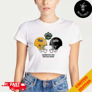 GameAbove Sports Bowl NCAA 2024-2025 Bowl Games Pittsburgh Panthers vs Toledo Rockets At Ford Field Stadium Skull Helmet Head To Head Lady’s Cropped T-Shirt