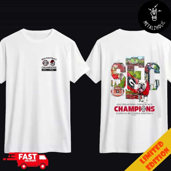 Georgia Bulldogs 2024 SEC Football Conference Champions Cute Bulldogs New Merchandise Two Sides T-Shirt