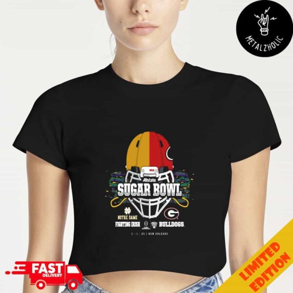 Georgia Bulldogs vs Notre Dame Fighting Irish 2025 Allstate Sugar Bowl Head To Head Helmet Cropped T-Shirt