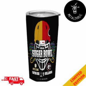 Georgia Bulldogs vs Notre Dame Fighting Irish 2025 Allstate Sugar Bowl Head To Head Helmet Tumbler-Mug-Cup With Straw