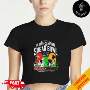 Georgia Bulldogs vs Notre Dame Fighting Irish 2025 Suger Bowl Matchup Helmet Head To Head January 1st 2025 NCAA Bowl Games Cropped T-Shirt