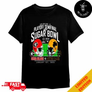 Georgia Bulldogs vs Notre Dame Fighting Irish 2025 Suger Bowl Matchup Helmet Head To Head January 1st 2025 NCAA Bowl Games Merchandise T-Shirt