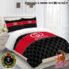 Gucci Bedding Set Chain Link Pattern with Navy and Red Stripes Duvet Cover and Pillow Cases