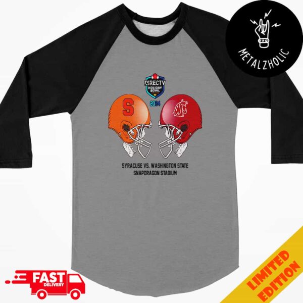 Holiday Bowl NCAA 2024-2025 Bowl Games Syracuse Orange vs Washington State Cougars At Snapdragon Stadium Skull Helmet Head To Head Raglan Shirt