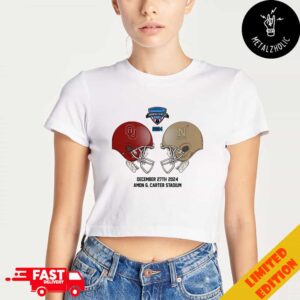 Lockheed Martin Armed Forces Bowl NCAA 2024-2025 Bowl Games Oklahoma Sooners vs Navy Midshipmen At Amon G Carter Stadium Skull Helmet Head To Head Lady’s Cropped T-Shirt