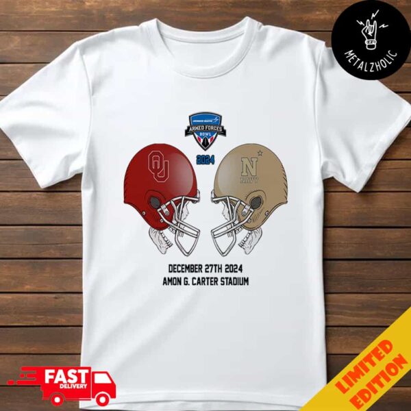 Lockheed Martin Armed Forces Bowl NCAA 2024-2025 Bowl Games Oklahoma Sooners vs Navy Midshipmen At Amon G Carter Stadium Skull Helmet Head To Head T-Shirt