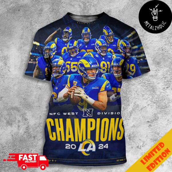 Los Angeles Rams NFC West Division Champions 2024 NFL Poster Winner All Over Print T-Shirt