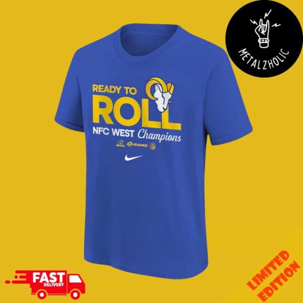 Los Angeles Rams Nike Logo Ready To Roll NFC West Champions Locker Room Trophy Collection T-Shirt