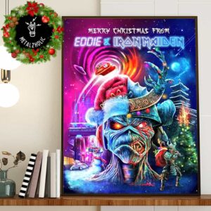 Merry Christmas Poster 2024 From Eddie And Iron Maiden Poster Canvas