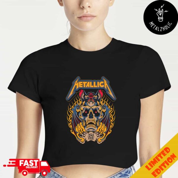 Metallica New Logo Merchandise 2024 Official Artwork By Cokorda Martin Cropped T-Shirt