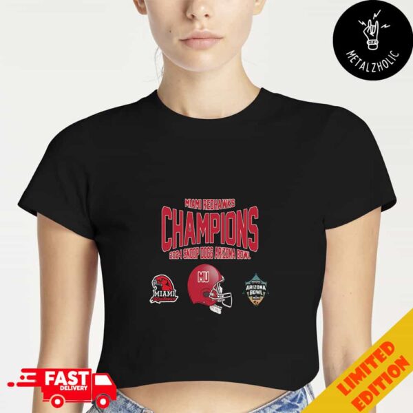 Miami Ohio Redhawks University Football 2024 Snoop Dogg Arizona Bowl Champions Helmet NCAA Bowl Games 2024-2025 Cropped T-Shirt