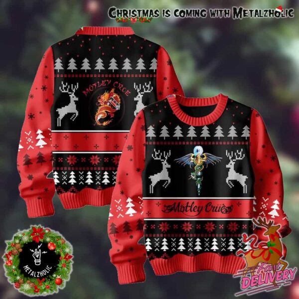 Motley Crue Don’t Go Away Mad On Christmas 2024 Ugly Sweater Holiday Gift For Fans