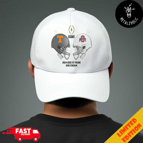 NCAA 2024-2025 Bowl Games CFP Playoff First RD Tennessee Volunteers vs Ohio State Buckeyes At Ohio Stadium Skull Helmet Head To Head Classic Hat Cap