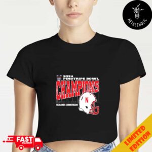 Nebraska Cornhuskers 2024 Bad Boy Mowers Pinstripe Bowl Champions Vintage Style Helmet NCAAF Bowl Games 2024-2025 Cropped T-Shirt