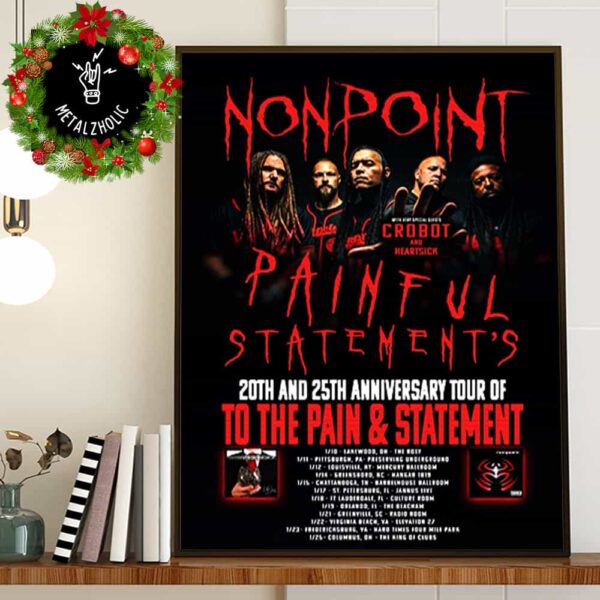 Nonpoint With Crobot And Heartsick Painful Statement’s 20th And 25th Anniversary Tour Of The The Pain And Statement Tour Dates Poster 2025 Poster Canvas