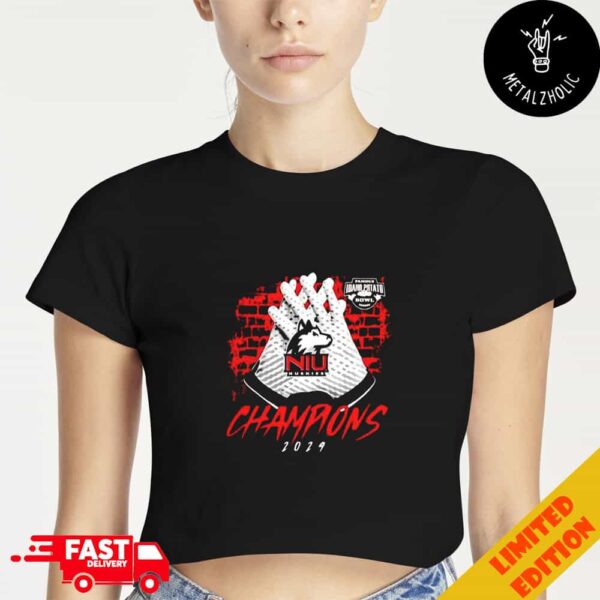 Northern Illinois Huskies 2024 Famous Idaho Potato Bowl Champions Gloves NCAA Bowl Games 2024-2025 Cropped T-Shirt