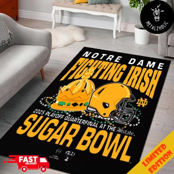 Official Notre Dame Fighting Irish Sugar Bowl College Football Playoff 2025 Allstate Sugar Bowl Bound Home Decor Rug Carpet