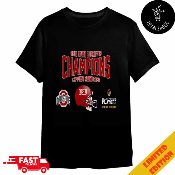 Ohio State Buckeyes University Football 2024 CFP First Round Game Winner Helmet NCAA Bowl Games 2024-2025 Merchandise T-Shirt